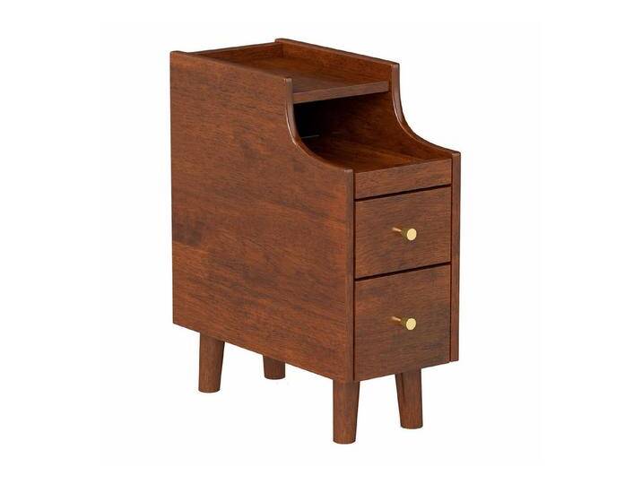 KOMFOTTEU Nachttisch, Nachtschrank mit ausziehbarem Tablett & 2 Schubladen, braun von OTTO