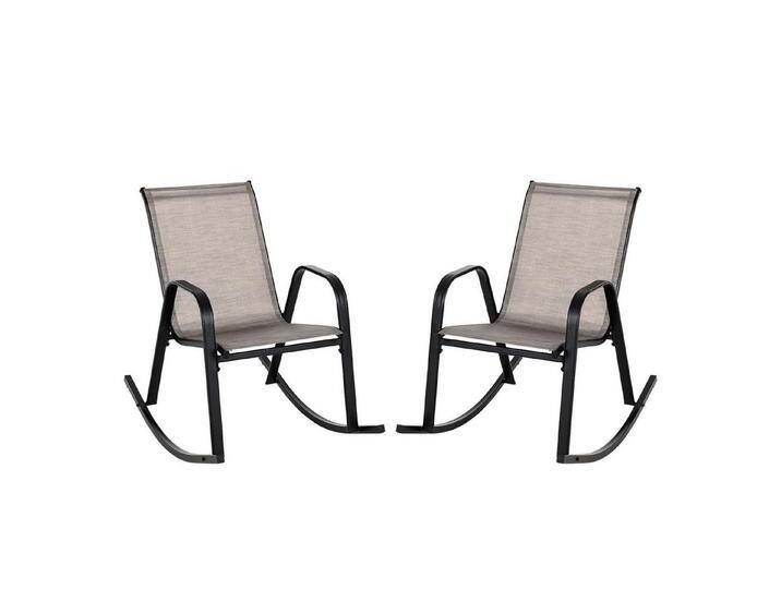 KOMFOTTEU Schaukelstuhl Gartenstuhl (2er Set), mit Rücklehne & Armlehne,bis 150 kg, braun von OTTO