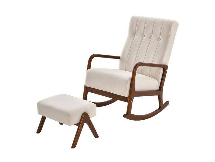 KOMFOTTEU Schaukelstuhl mit Ottomane, Schaukelsessel mit Liegefunktion, beige weiß, beige von OTTO