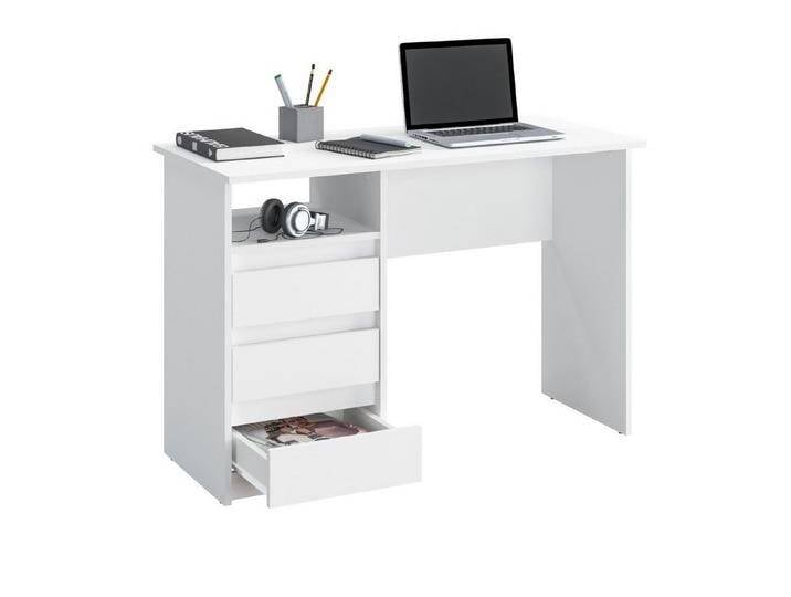 KOMTO Schreibtisch Oslo 110 Schreibtisch mit Schubladen Bürotisch Computertisch, Büro PC-Tisch Kinderschreibtisch mit Stauraum 110 x 50 x 74 cm, weiß von OTTO