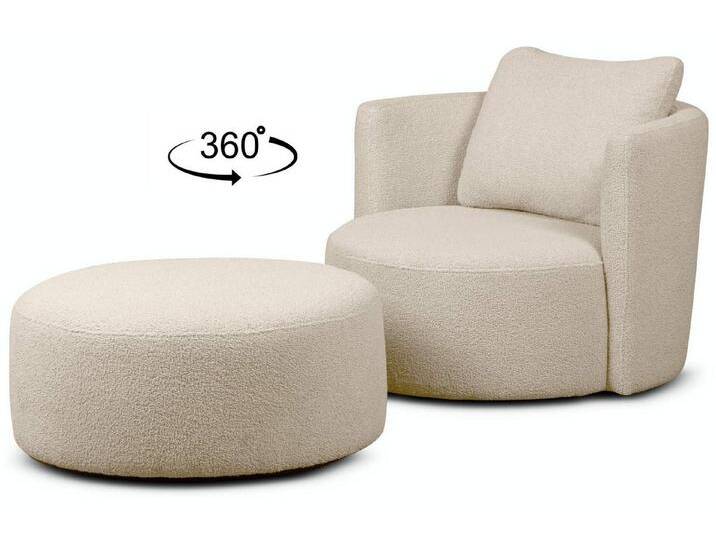 KONSIMO® Drehsessel RAGGI Sessel mit Sitzhocker, mit 360° Drehfunktion,komfortables Sitzen,Chenille, beige braun von OTTO