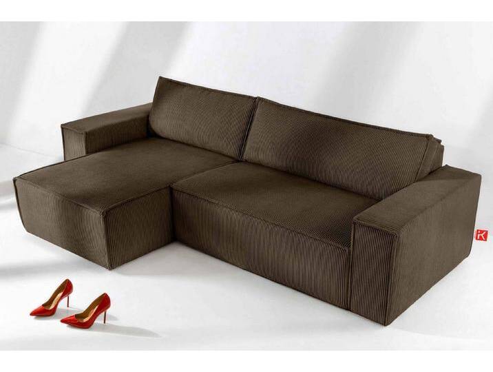 KONSIMO® Ecksofa NAPI Universal-Ecksofa links oder rechts, beidseitig, hergestellt in der EU, mit Schlaffunktion, Bettkasten, Modern, braun von OTTO