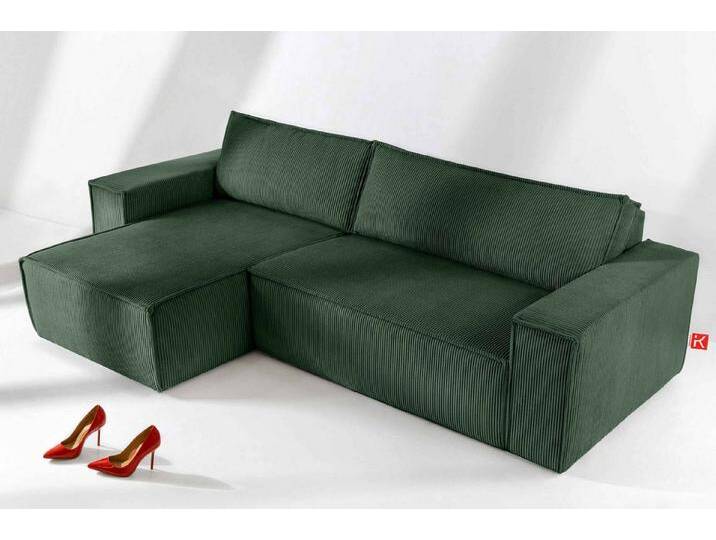 KONSIMO® Ecksofa NAPI Universal-Ecksofa links oder rechts, beidseitig, hergestellt in der EU, mit Schlaffunktion, Bettkasten, Modern, grün von OTTO