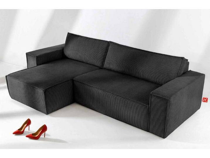 KONSIMO® Ecksofa NAPI Universal-Ecksofa links oder rechts, beidseitig, hergestellt in der EU, mit Schlaffunktion, Bettkasten, Modern, schwarz von OTTO