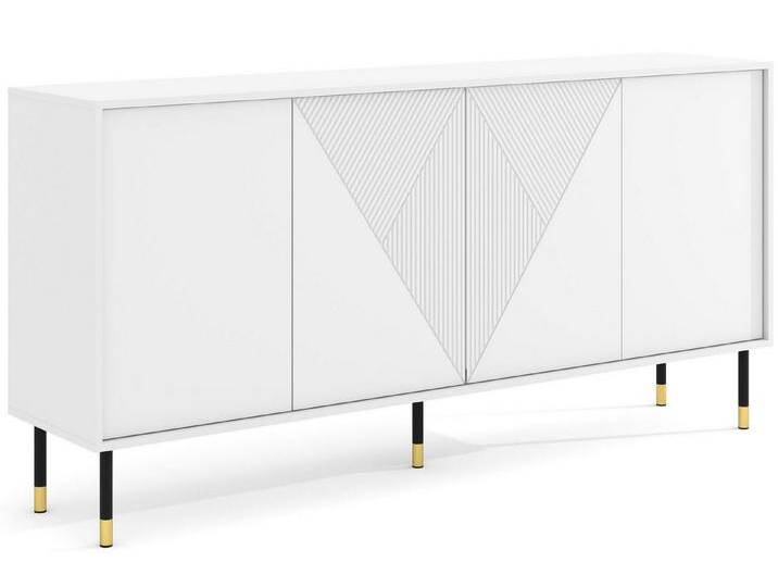 KONSIMO® Kommode TULA Sideboard, Türkommode, mit Push-to-Open-System (Breite 180 cm), schwarze Metallfüße 20 cm, zwei Einlegeböden, Industrial, weiß von OTTO