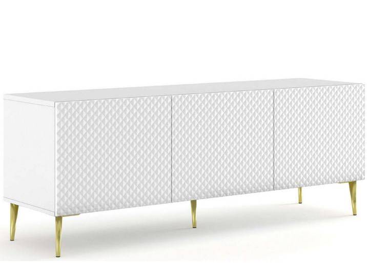 KONSIMO® Lowboard REMUS TV-Board, TV-Schrank, mit Push-to-Open-Funktion, Breite 150 cm, ABS-verstärkte Kanten, Metallfüß, dreidimensionaler Fronteffekt, weiß von OTTO