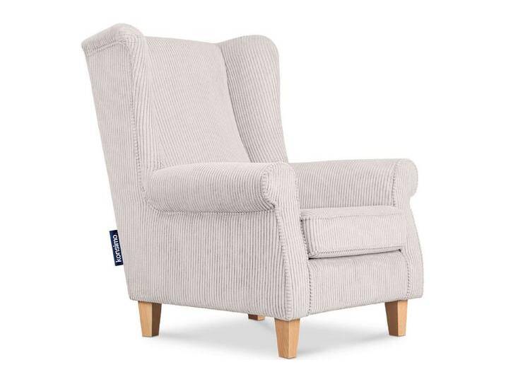 KONSIMO® Ohrensessel MILES Gepolsterter Sessel, mit Armlehnen, Massivholzbeine, weiß von OTTO