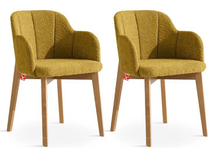 KONSIMO® Polsterstuhl LONIS Esszimmerstühle (2er Set), Loungesessel, hergestellt in der EU (2 St), superstabiler Buchenholzrahmen, Modern, mit Armlehnen von OTTO