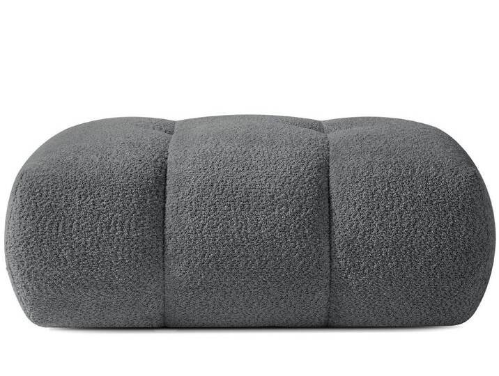 KONSIMO® Sitzhocker LIRA Polsterhocker, Pouf, Premiumqualität aus EU, elastischer Sitz, Bouclé-Stoff, Modern, mit Steppung, grau, dunkelgrau von OTTO