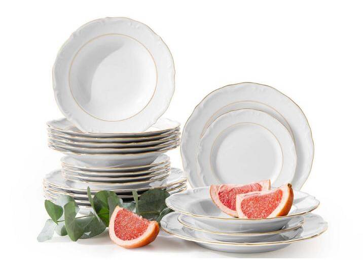 KONSIMO® Tafelservice CHODZIEZ MARIA TERESA Geschirrset, Hochwertiges Premium-Porzellan (18-tlg), 6 Personen, Porzellan, elegantes Tafelservice, Handdekoration in echtem Gold von OTTO