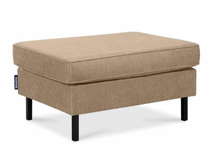KONSIMO Sitzhocker INVIA Sitzhocker Pouffe, Grundschicht: Echtleder, auf hohen Metallfüßen, Hergestellt in EU, beige weiß von OTTO