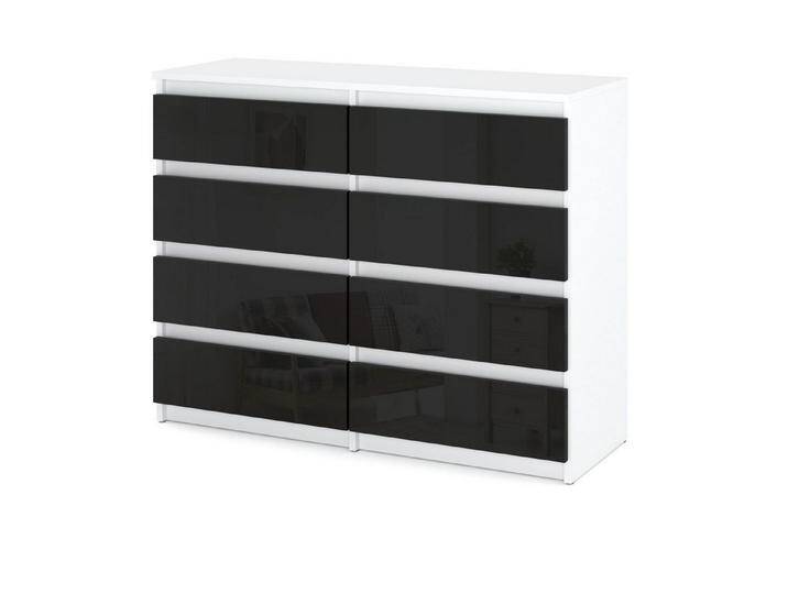 KOSETO Kommode mit 8 Schubladen - 120cm - für Wohnzimmer und Schlafzimmer, schwarz, Weiß matt - Schwarz hochglanz von OTTO