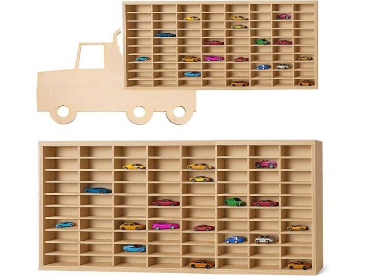 KRUZZEL Sammlerauto Sammlervitrine Holz zu 80 Fächen mit TIR-Form 79 x 40 cm, aus langlebigem Holz & Einfache Montage & elegantes Design KRUZZEL Sammlerauto Sammlervitrine Holz zu 80 Fächen mit TIR-Form 79 x 40 cm, aus langlebigem Holz & Einfache Montage & elegantes Design von OTTO