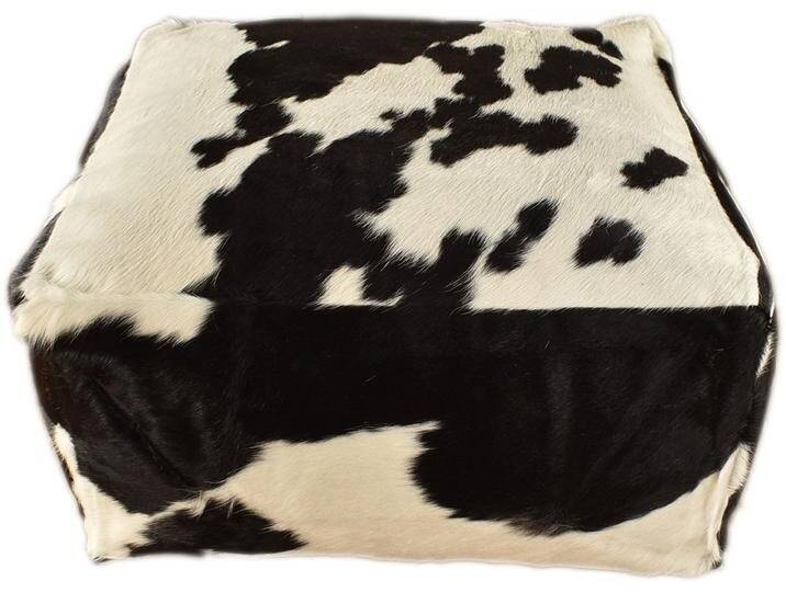KUHFELL online & NOMAD Pouf KUHFELL POUF FUßHOCKER SITZKISSEN 60 x 60 x 30 cm, schwarz weiß von OTTO
