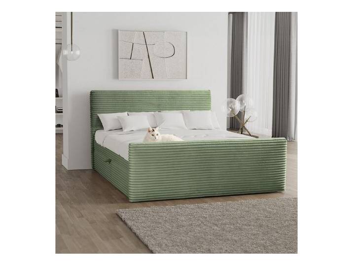 Kaiser Möbel Boxspringbett Trento mit Bettkasten, Topper und Bonellmatratze, VELO Stoff (Komplett-Set (Bettgestell, Matratze, Topper), mit Topper mit Bettkasten antibakterieller Bezug einfache Montage, grün von OTTO
