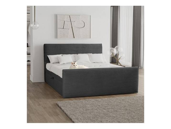 Kaiser Möbel Boxspringbett Trento mit Bettkasten, Topper und Bonellmatratze, VELO Stoff (Komplett-Set (Bettgestell, Matratze, Topper), mit Topper mit Bettkasten antibakterieller Bezug einfache Montage, grau von OTTO
