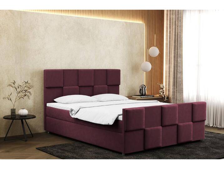 Kaiser Möbel Boxspringbett Zephyr Bett mit Bettkasten, Matratze + Topper – verschiedene Farben, Bonell-Matratze, rot, Rotwein von OTTO