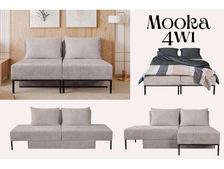 Kaiser Möbel Chaiselongue Sofa,Ecksofa, Betten, MOOKA 4in1-Multifunktions-System, beige, Beige von OTTO