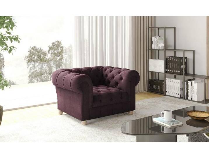 Kaiser Möbel Chesterfield-Sessel eleganter, klassischer in elegantem Whisper-Stoff, Made in Europe, rot, Rotwein von OTTO