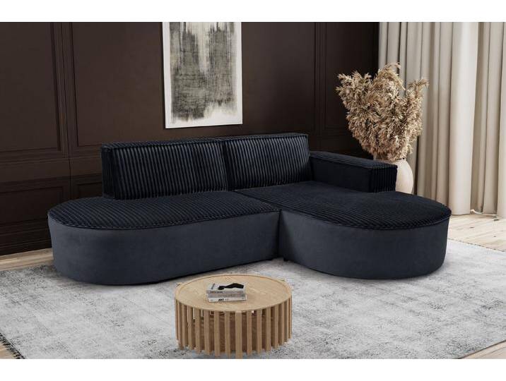 Kaiser Möbel Ecksofa Modernes L-förmiges Designer-Ecksofa Modena Soft, schwarz, Ottomane Rechts, Schwarz von OTTO
