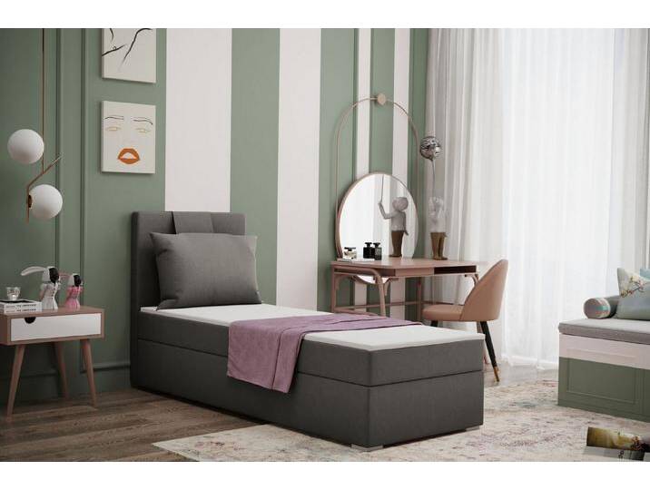 Kaiser Möbel Kinderbett Boxspringbett mit bettkasten matratze topper AMANDA viele farben (Komplettset: Bett + Matratze + Topper + Kissen), Gepolsterte Bettkästen mit Rundungen,Inklusive Kissen, braun von OTTO