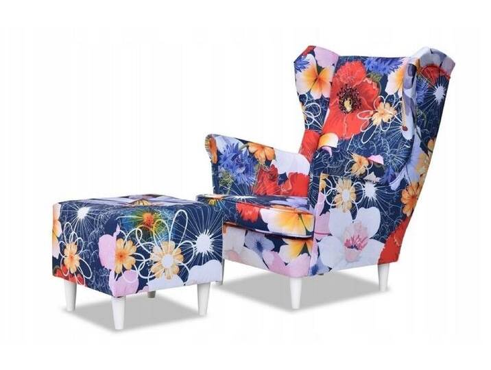 Kaiser Möbel Loungesessel Ohrensessel Sessel mit Hocker große florale Muster GARDEN von OTTO