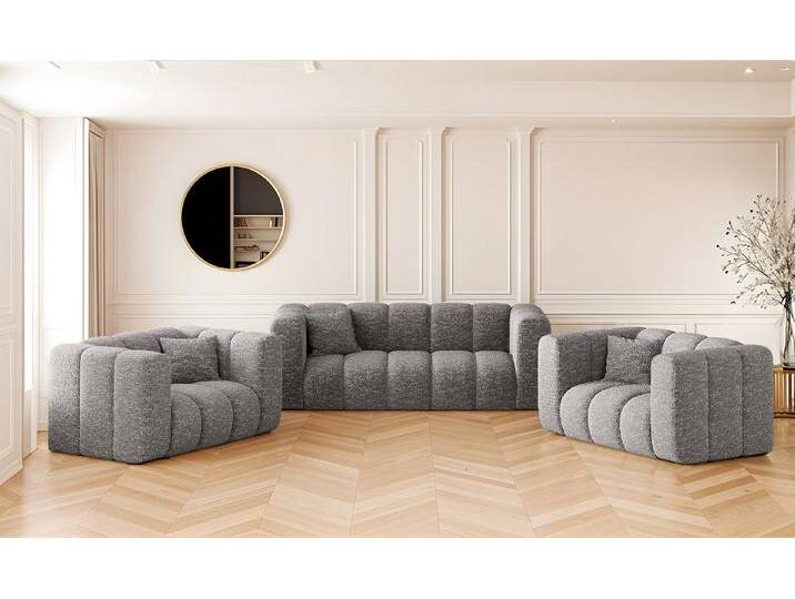Kaiser Möbel Loungeset Sofagarnitur 2+1+1 Couchgarnitur serie Grand Stoff Haga und Salvador, grau, Grau von OTTO