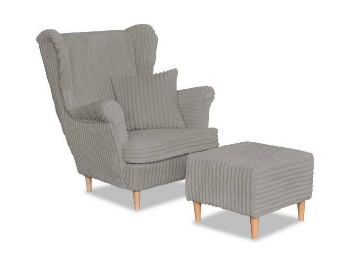 Kaiser Möbel Ohrensessel Rene mit Fußhocker, skandinavischer Estella-Stoff (Sessel und Hocker), beige, Beige von OTTO