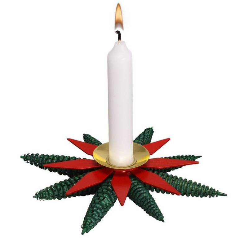 Kerzenhalter Kerzenhalter mit Ringelbäumchen und Kieferblätter grün/rot Ø 15cm von OTTO