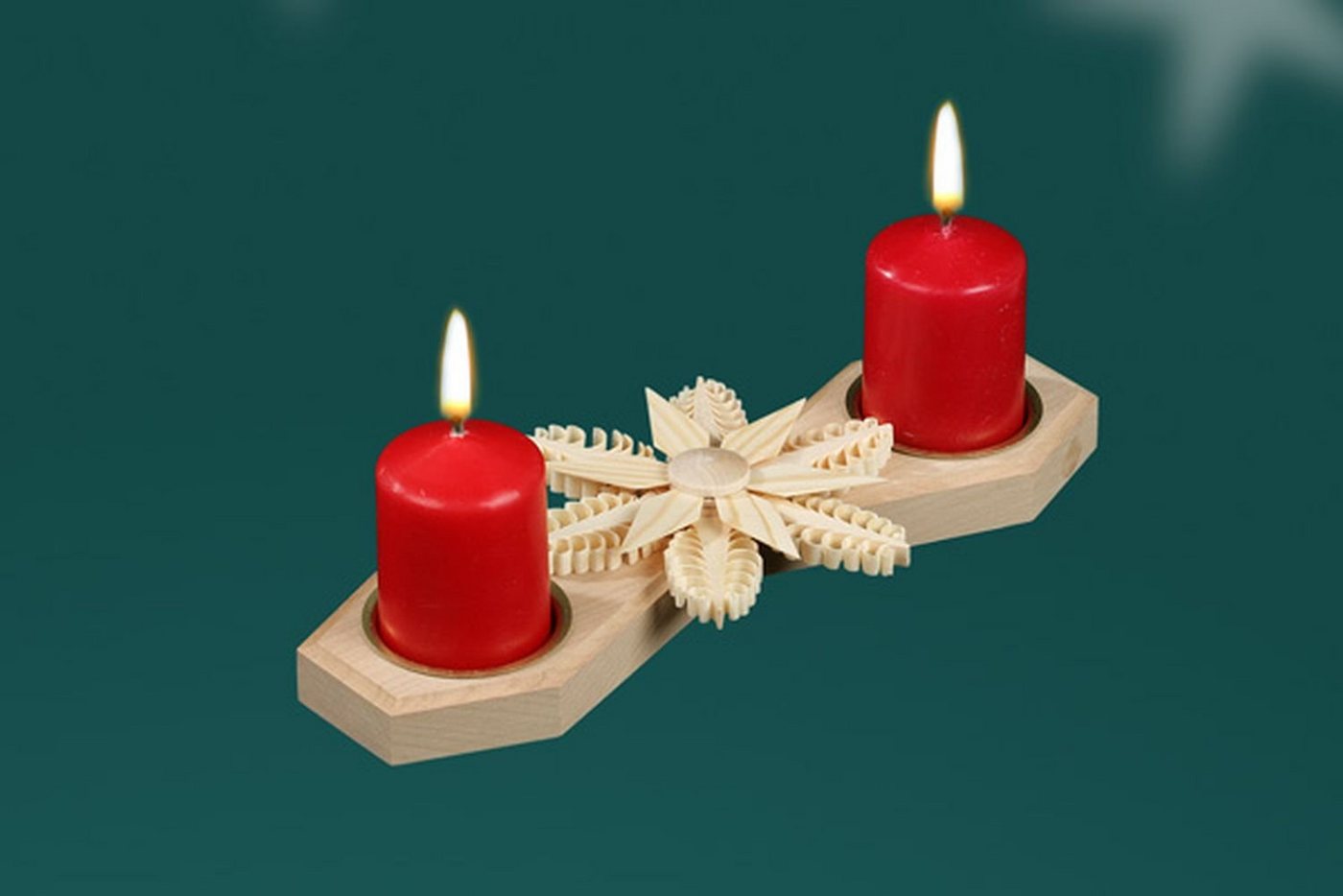 Kerzenhalter Tischschmuck Kerzenhalter für 2 Kerzen Mittig mit Stern BxHxT=22x3x10, Stern mittig aus gestochenen Span von OTTO
