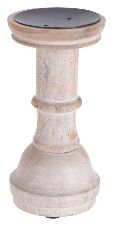 Kerzenständer FENJA, H 20 cm, Mangoholz massiv, Wischoptik, (1 St), Beige, Ø 10 cm, geeignet für Stumpenkerzen von OTTO