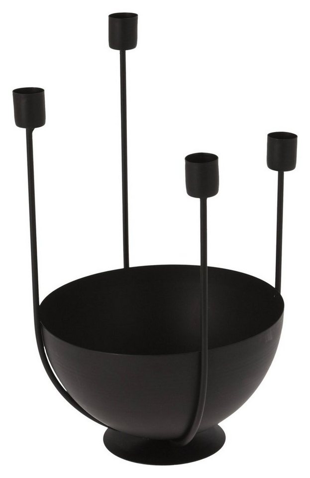 Kerzenständer Kerzenständer MARA, Ø 22 x H 31 cm, Schwarz, Metall, geeignet für Stabkerzen, mit integrierter Dekoschale von OTTO