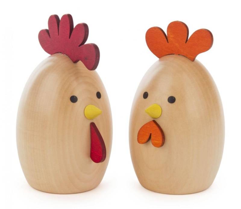 Kerzenständer Dekorationsfiguren Hahn & Huhn, natur  groß BxHxT 6,5x12x7cm NEU von OTTO