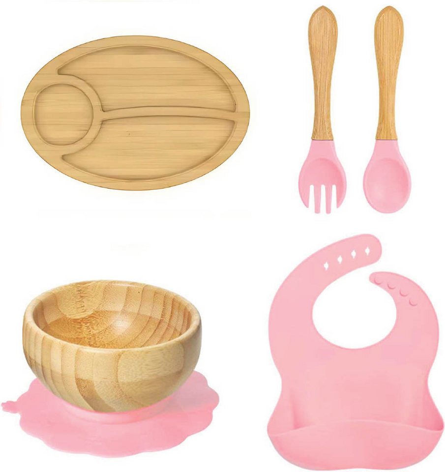 Kindergeschirr-Set Fisch Baby-Geschirrset 5 teilige aus Bambus Pink von OTTO