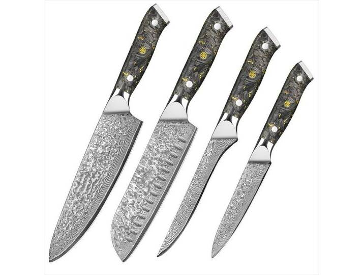 KingLux Messer-Set 4tlg.Damast Küchenmesser-Set Handgeschmiedet messer Damaststahl (Set, 4-tlg), schwarz von OTTO