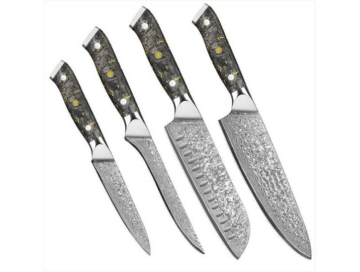 KingLux Messer-Set 4tlg.Handgeschmiedet Küchenmesser Damaststahl Für Fleisch,Gemüse,Obst (4-tlg), schwarz von OTTO