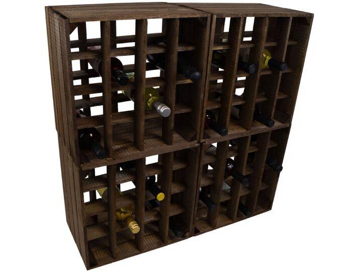 Kistenkolli Altes Land Allzweckkiste 4er Set Weinregal 16er dunkel Abstellregal Weingestell Fächer Flaschen (Spar-Set), braun von OTTO