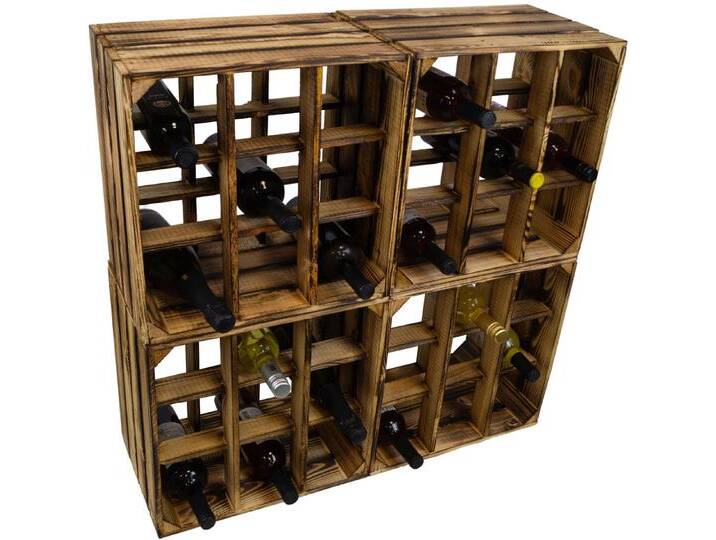 Kistenkolli Altes Land Allzweckkiste 4er set Weinregal 9er geflammt Flaschenregal Weinschrank Weinablage (Spar-Set), braun von OTTO