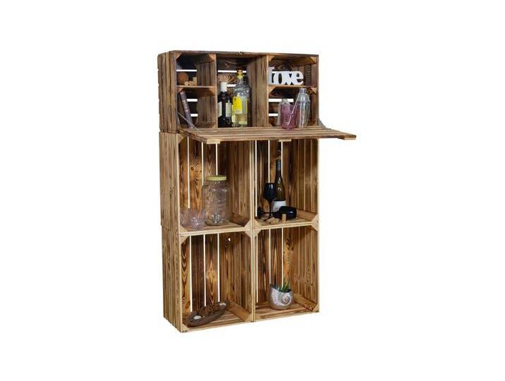 Kistenkolli Altes Land Allzweckkiste Minibar Daniel mit Klappfunktion und Flaschenregal (Geflammt) (Spar-Set), braun von OTTO
