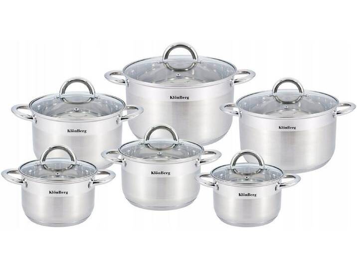 KlönBerg Topf-Set 12-teiliges Topfset aus Edelstahl mit Deckeln – verschiedene Größen, Edelstahl (Passt in jede Küche! 1.5L / 2.1L / 2.9L / 3.9L / 4.6L / 6.5L, 12-tlg. von OTTO