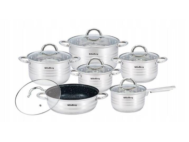 KlönBerg Topf-Set 12-teiliges Topfset aus Edelstahl mit WOK – verschiedene Größen, Edelstahl (Passt in jede Küche! 1.3L / 1.7L / 2.4L / 3.1L / 4.3L, 12-tlg. von OTTO