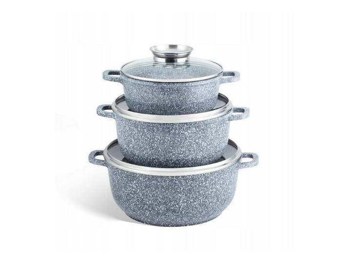 KlönBerg Topf-Set Drei große Töpfe in verschiedenen Größen mit Steinbeschichtung, Aluminium, Aluminiumguss, Keramik, Edelstahl (Multifunktional, geeignet zum Kochen, Braten und Backen!, 6-tlg., Es ist eine perfekte Geschenkidee für jeden Anlass) von OTTO