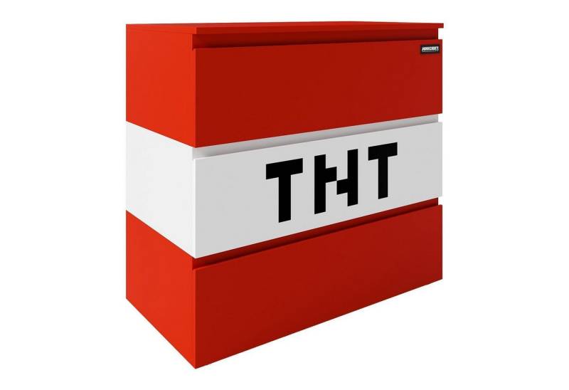 Kommode MINECRAFT, 3 Schubladen, Rot, Weiß, LED-Beleuchtung, B 80 x H 77 x T 42 cm von OTTO