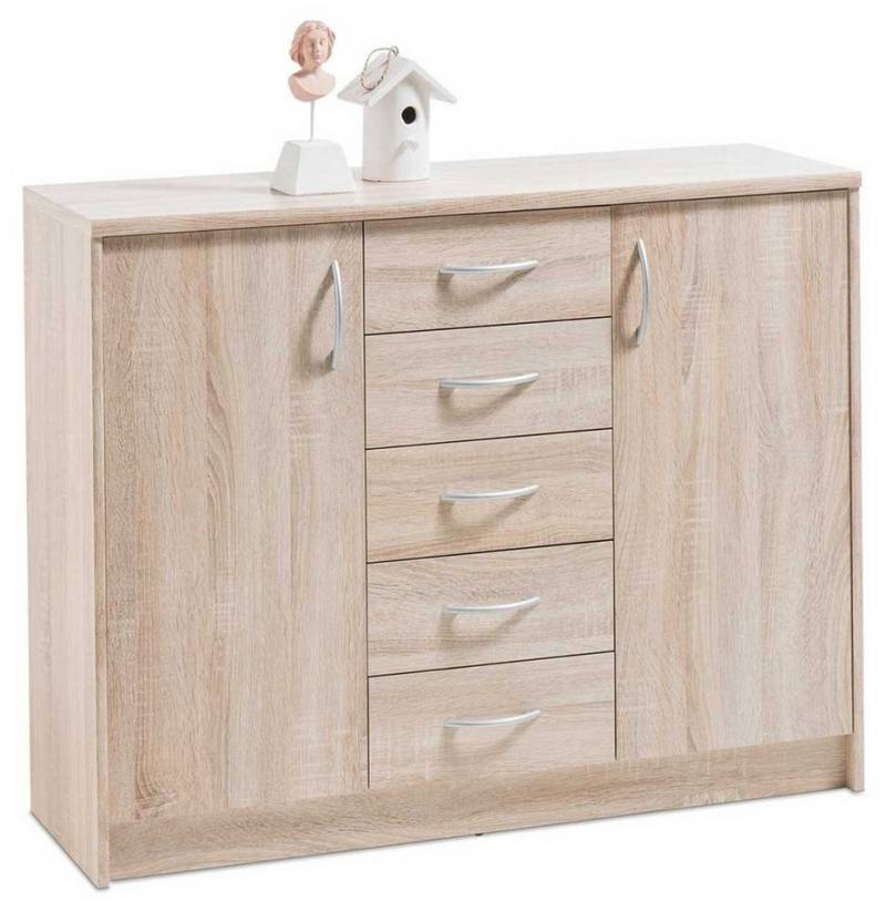 Kommode OPTIMUS, B 109 x H 112 cm, Eiche Sonoma Dekor, 2 Türen und 5 Schubladen von OTTO