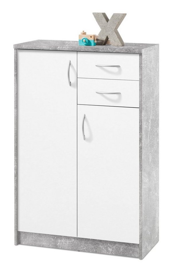 Kommode OPTIMUS, B 74 x H 112 cm, Betondekor, Weiß matt, 2 Türen und 2 Schubladen Kommode OPTIMUS, B 74 x H 112 cm, Betondekor, Weiß matt, 2 Türen und 2 Schubladen von OTTO
