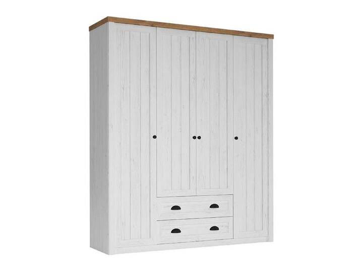 Konsimo KONSIMO® Drehtürenschrank LEMAS Kleiderschrank, hergestellt in der EU, mit Kleiderstange, Provenzalische Stil, mit dunklen Eichenelementen von OTTO
