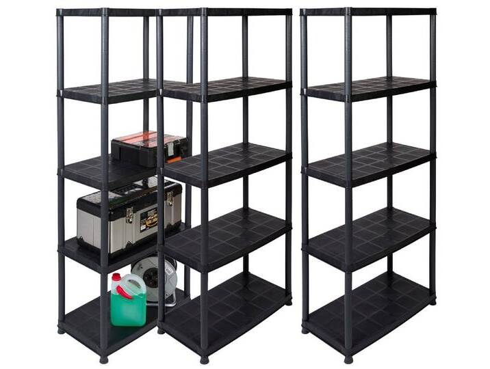Kreher Standregal Set: 3 x PLATIN 15 Zoll (Schwarz) mit 5 Böden, schwarz von OTTO
