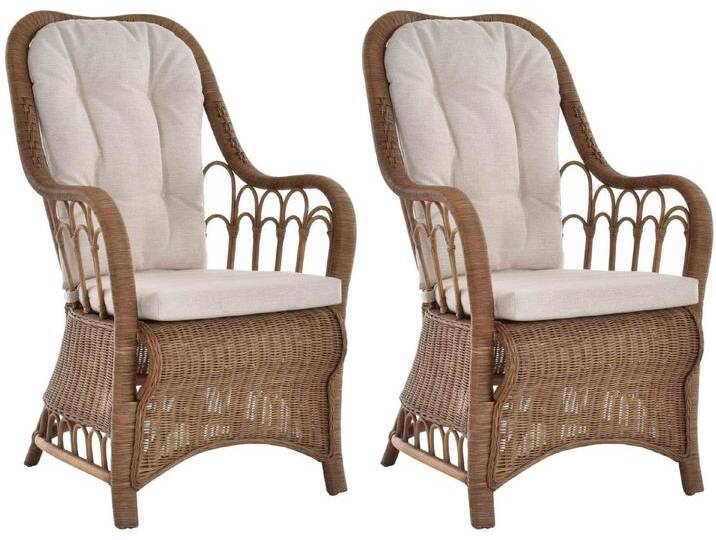 Krines Home Armlehnstuhl Rattan 2er Set Esszimmerstuhl Armlehne Rattanstuhl Hohe Rückenlehne (2 St), Esszimmer Stuhl, braun, Hell Braun von OTTO