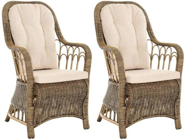 Krines Home Armlehnstuhl Rattan 2er Set Esszimmerstuhl Armlehne Rattanstuhl Hohe Rückenlehne (2 St), Esszimmer Stuhl, braun, Vintage Braun von OTTO