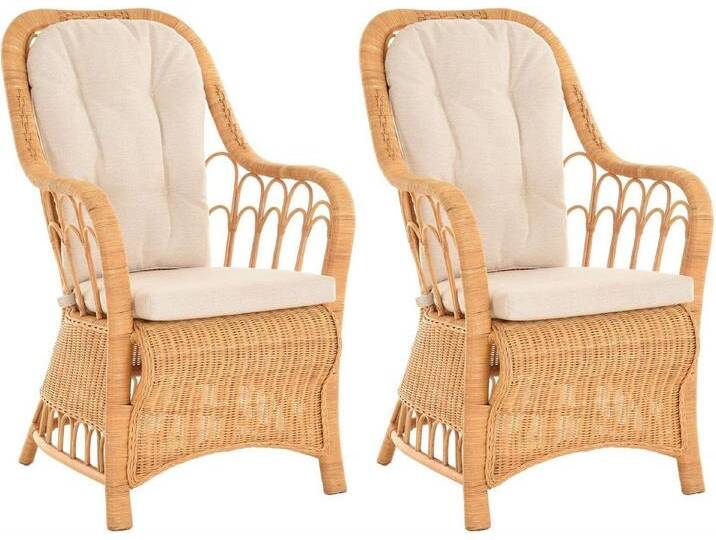 Krines Home Armlehnstuhl Rattan 2er Set Esszimmerstuhl Armlehne Rattanstuhl Hohe Rückenlehne (2 St), Esszimmer Stuhl, gelb, Honig von OTTO